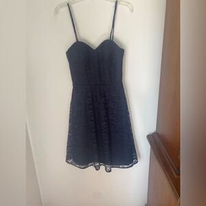 Wtoo Watters Navy Lace Sweetheart Spaghetti Strap Dress Size 4